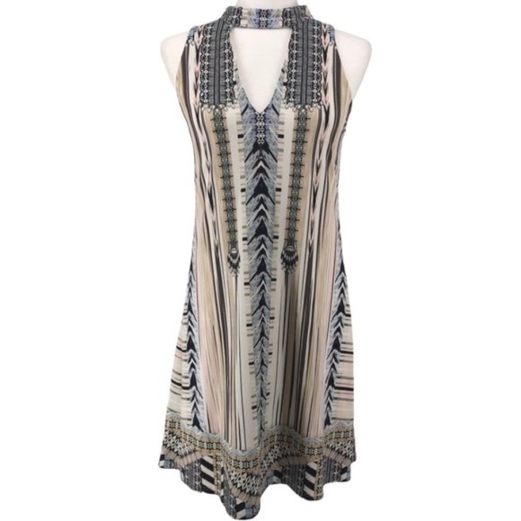 Hale Bob Dresses & Skirts - Hale Bob Graphic Print Sleeveless Choker Neck Dress
